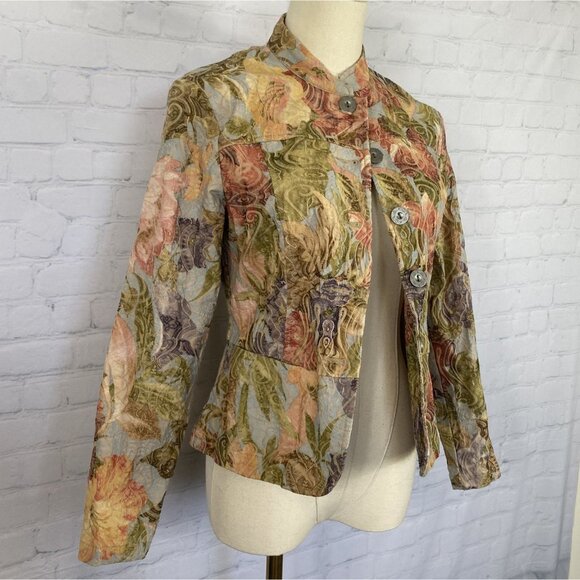 ⭐ 3/$15 Vintage Y2K Analogy Anthropology Petite Multicolored Floral Embroidered - Picture 2 of 14